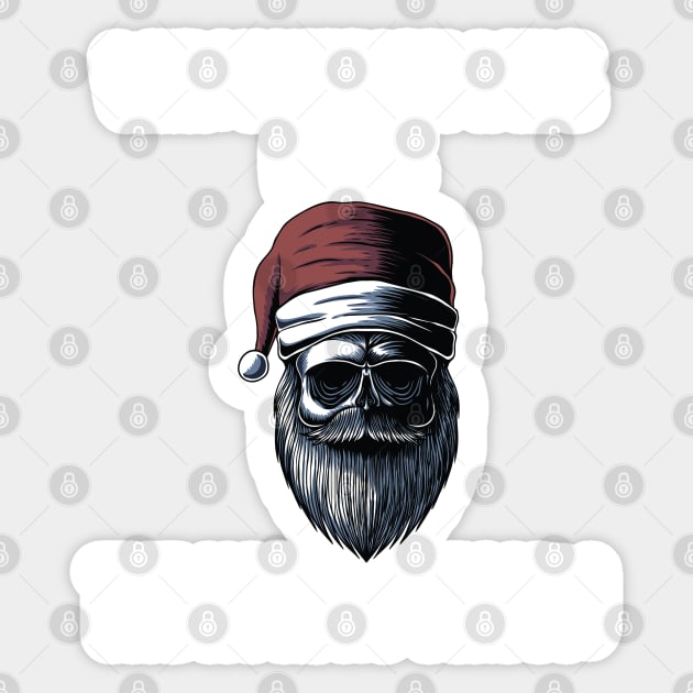 When You're Dead Inside But It's The Holiday Season / Scary Dead Skull Santa Hat Design Gift / Funny Ugly Christmas Skeleton Sticker by WassilArt